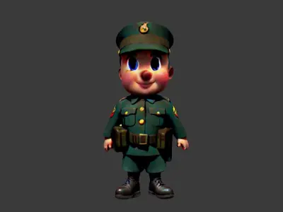 World War I Commander Low-poly 3D model