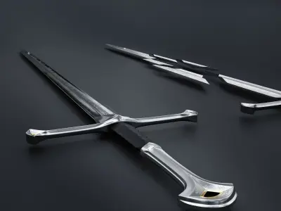Aragorn sword plus bonus broken version model 3D model