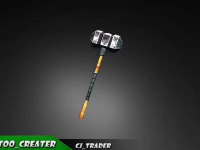 Fantasy Battle Mace low poly 3d model Low-poly 3D model
