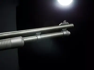 PBR - M590 Pump Action Shotgun Woodstock - Game-Ready 3D Asset Low-poly 3D model