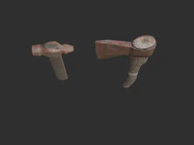 Axe and hammer Free low-poly 3D model