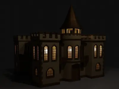 Castle Low-poly 3D model 3