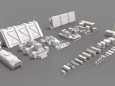 sci fi industrial objects 2 3D model