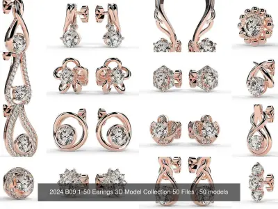 2024 B09 1-50 Earings 3D Model Collection-50 Files 3D Model Pack