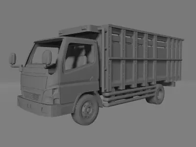 Mitsubishi Fuso Canter FE Wooden Cargo Bed Truck 3D print model