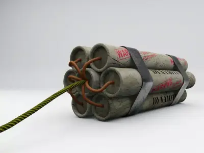 Dynamite Explosive Pack Paper Texture with Extra LowPoly version Low-poly 3D model