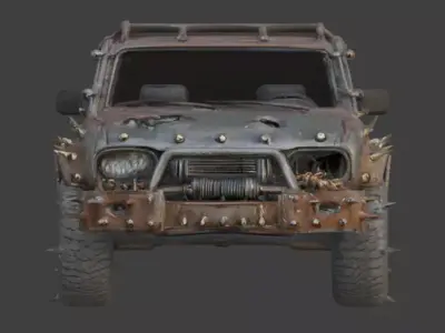 Post-Apocalyptic Raider Sedan 3D Model Low-poly 3D model
