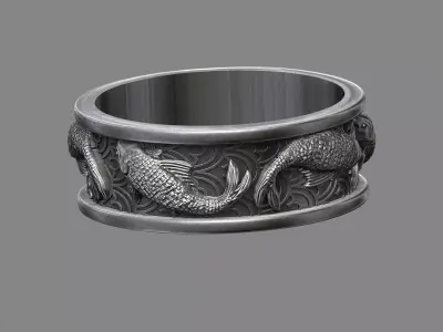 Japanese Koi Fish wedding band 3D print model