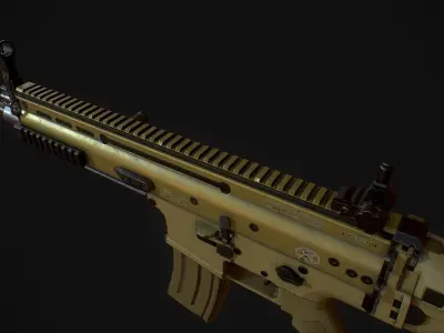 SCAR L tan rifle Low-poly 3D model