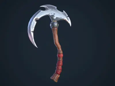 Stylized single-handed scythe weapon Low-poly 3D model