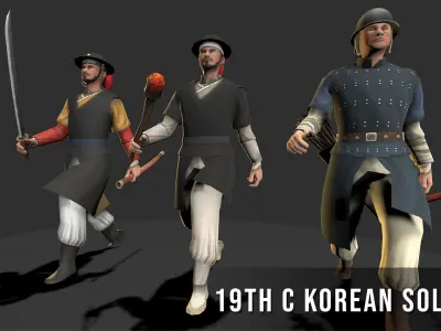 Korean Soldier - 19th Century Low-poly 3D model