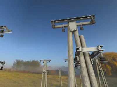 Wooden Electricity Pole without Ladder - Object 044 Low-poly 3D model