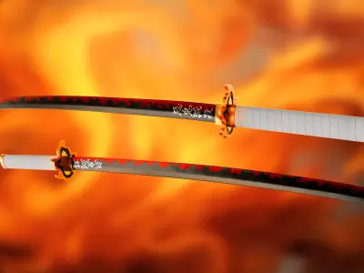 Demon Slayer - kyojuro Rengoku Katana 3D model