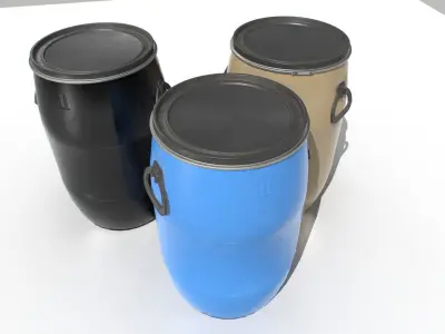 Plastic Barrels Pack Low-poly 3D model
