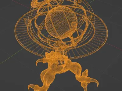 Astrolabe globe with claws Low-poly 3D model