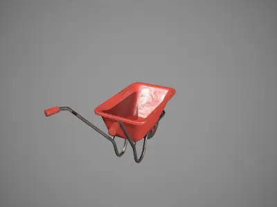 Red Wheelbarrow Low-poly 3D model purchase