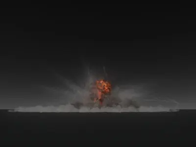 3D Artillery Grenade Explosion Animation 3D model