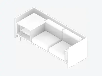 Sofa - Contemporary - Flame - Medium - Corner Shelf Low-poly 3D model purchase
