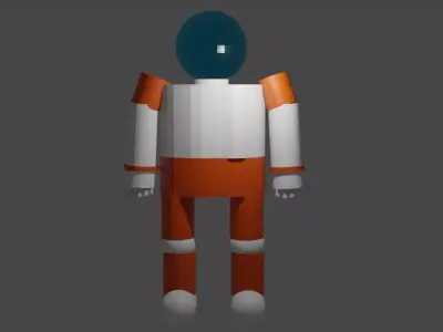 robot-cosmonaut orange and astronaut 3D model