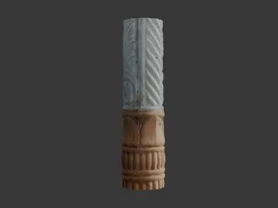 Ornate Stone Column Scan Low-poly 3D model