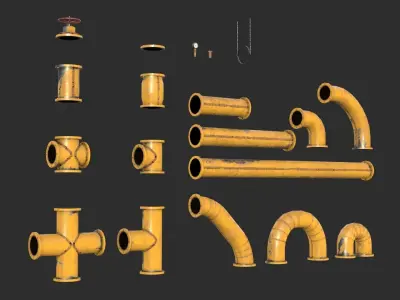 Old Painted Pipes Low-poly 3D model