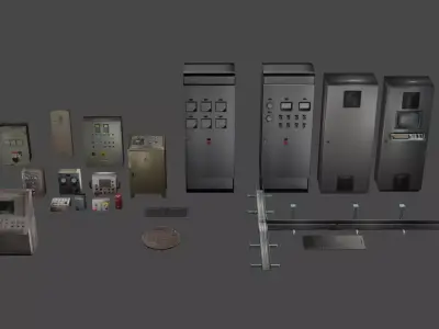 Old Industrial Control Panel Assets Low-poly 3D model