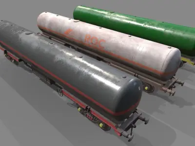 Double Bogie TEA Wagon Low-poly 3D model