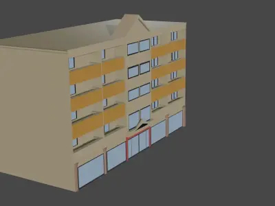 Hotel 1 building Low-poly 3D model