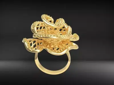 rose ring with diamonds 3D print model