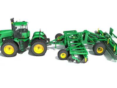 Tractor with Seed Drill 3D model 10