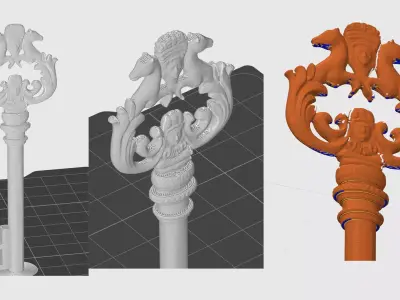 Royal Baroque Key - Ornate Horse Crest 3D print model