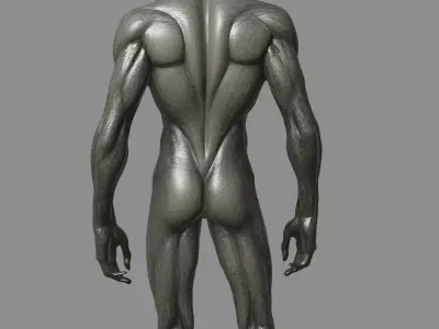 Metallic Alien Humanoid Sculpture 3D model