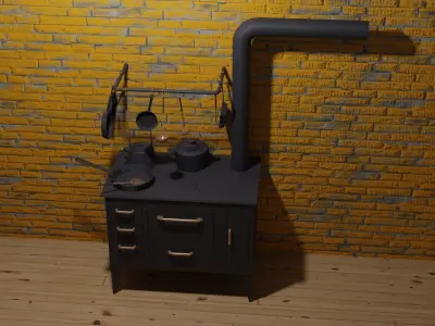 Retro range oven 3D model