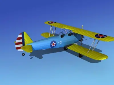 Stearman PT-17 Kaydet Trainer V13 3D model