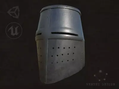 Medieval Great Helm Low-poly 3D model