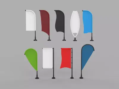 banner commercial flag 3D model purchase