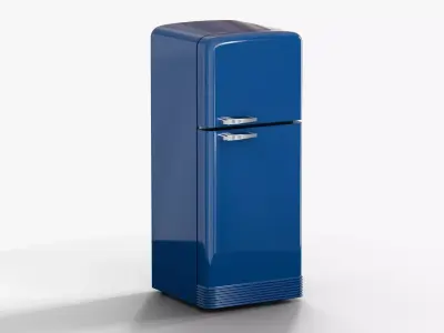 Retro fridge blue Low-poly 3D model