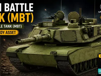  Main Battle Tank MBT Military Vehicle Game Ready A Low-poly 3D model