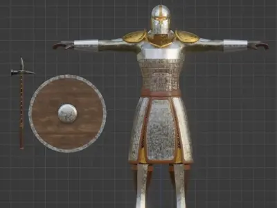 Knight in armor 3D model 6