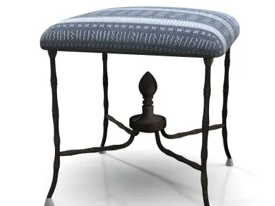 Antique Metal Stool With Seat Covered PBR 3D model