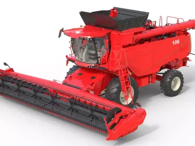 Combine Grain Harvester Low-poly 3D model