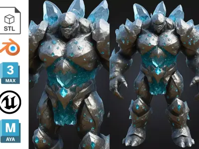 Crystal Golem Rock Monster Low-poly 3D model