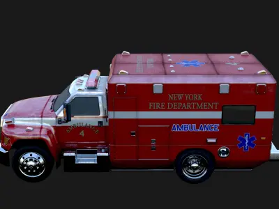 1980 Ambulance 3D Model Quality Realistic Rendered With Textured Low-poly 3D model