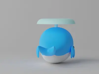 Cartoon Cute Whale 3D model purchase