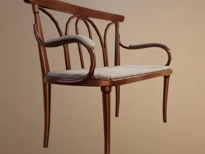 Wooden worn Antique Bench Low-poly 3D model