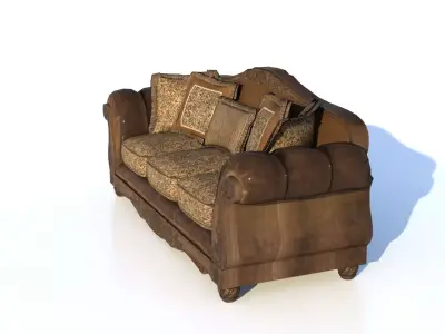 Antique Carved Sofa   High Poly 3D  Low-poly 3D model