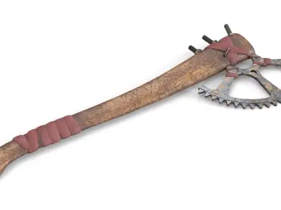 Battle Axe of PostApocalypse Low-poly 3D model