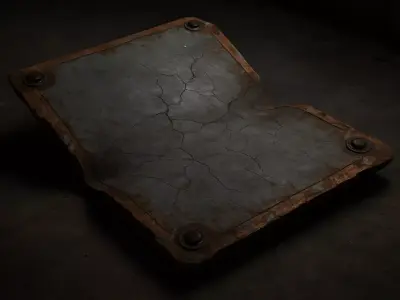 Panel02 Curved Metal Panel With Rust And Cracks Low-poly 3D model