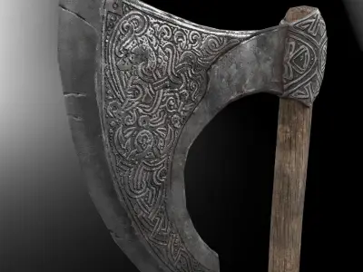 Viking Axe Low-poly 3D model 30