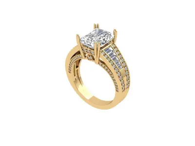 Emerald Radiant Ring 3D print model 25